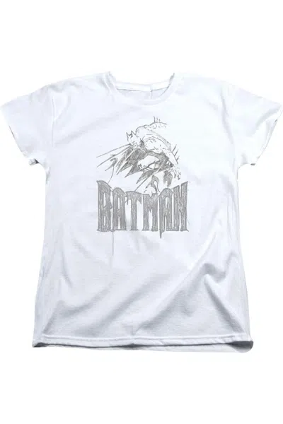 Gildan Batman Knight Sketch Short Sleeve Womens Tee / T-shirt In White