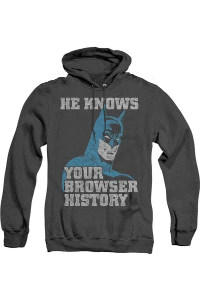 Gildan Batman Knows Adult Heather Hoodie / Hooded Sweatshirt In Black