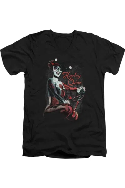 Gildan Batman Laugh It Up Short Sleeve Adult V Neck Premium Cotton Tee / T-shirt In Black