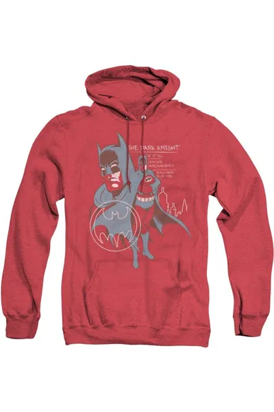 Gildan Batman Lean And Muscular Adult Heather Hoodie / Hooded Sweatshirt In Red