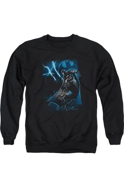 Gildan Batman Lightning Strikes Adult Crewneck Sweatshirt In Black