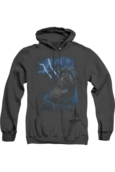 Gildan Batman Lightning Strikes Adult Heather Hoodie / Hooded Sweatshirt In Black
