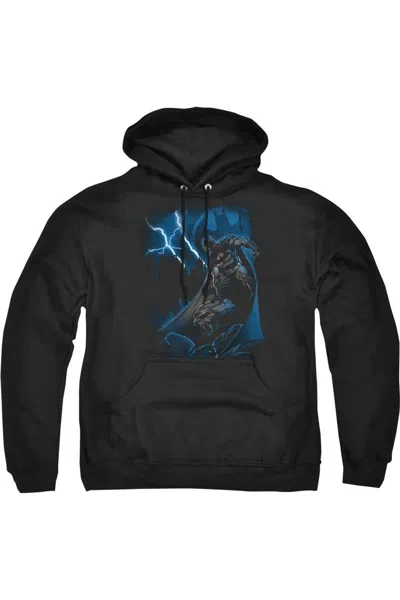 Gildan Batman Lightning Strikes Adult Pull Over Hoodie / Hooded Sweatshirt In Black
