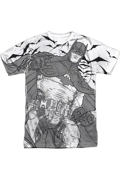 Gildan Batman Liney Sub Short Sleeve Adult Poly Crew Tee / T-shirt In White