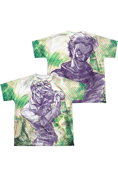 Gildan Kids' Batman Mad Mad Swirl (front/back Print) Short Sleeve Youth Poly Crew Tee / T-shirt In Multi