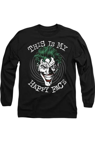 Gildan Batman Maniacal Spiral Long Sleeve Adult Tee / T-shirt In Black