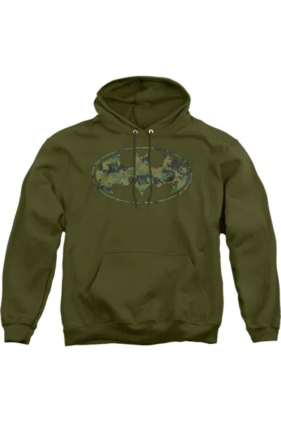 Gildan Batman Marine Camo Shield Adult Pull Over Hoodie / Hooded Sweatshirt In Green