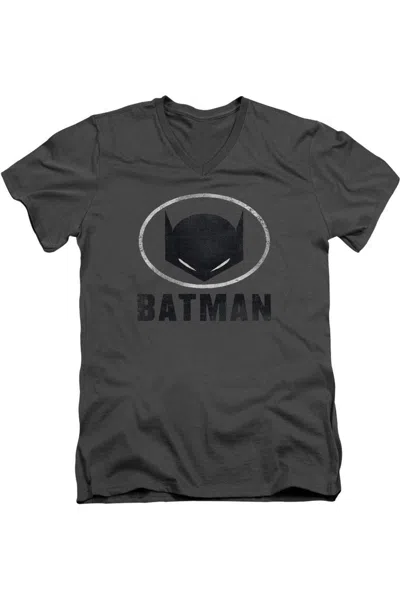 Gildan Batman Mask In Oval Short Sleeve Adult V Neck Premium Cotton Tee / T-shirt In Pink