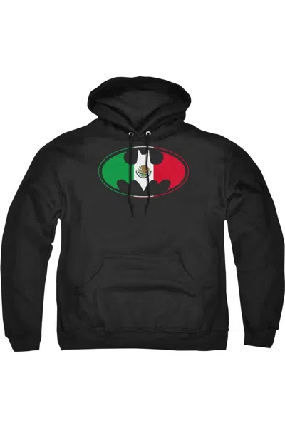 Gildan Batman Mexican Flag Shield Adult Pull Over Hoodie / Hooded Sweatshirt In Black