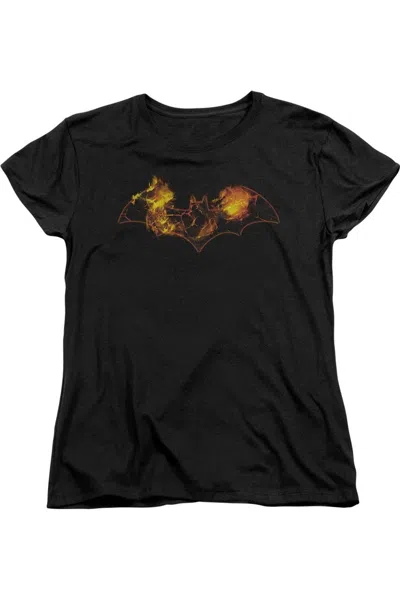 Gildan Batman Molten Logo Short Sleeve Womens Tee / T-shirt In Black
