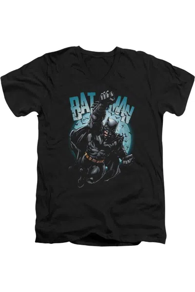 Gildan Batman Moon Knight Short Sleeve Adult V Neck Premium Cotton Tee / T-shirt In Black