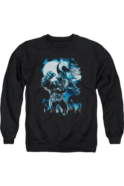 Gildan Batman Moonlight Bat Adult Crewneck Sweatshirt In Black