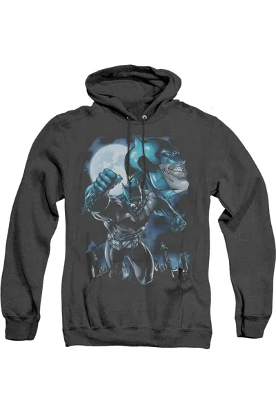 Gildan Batman Moonlight Bat Adult Heather Hoodie / Hooded Sweatshirt In Black