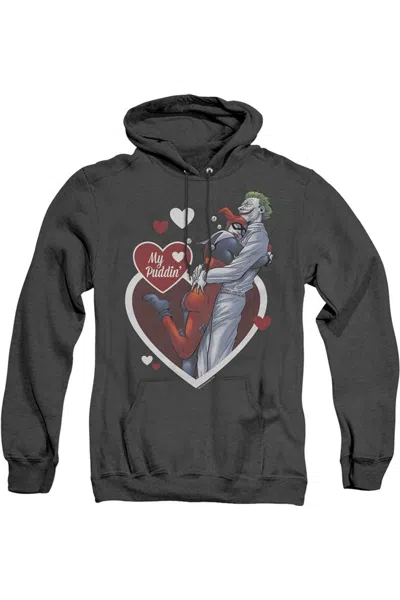 Gildan Batman My Puddin Adult Heather Hoodie / Hooded Sweatshirt In Black