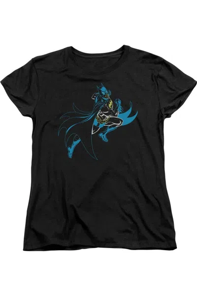 Gildan Batman Neon Batman Short Sleeve Womens Tee / T-shirt In Black