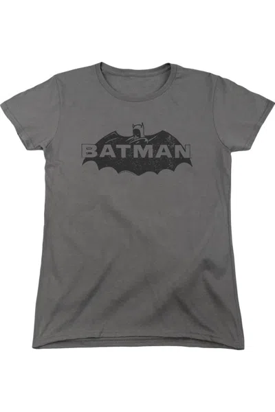 Gildan Batman Newsprint Logo Short Sleeve Women´s Tee / T-shirt In Gray