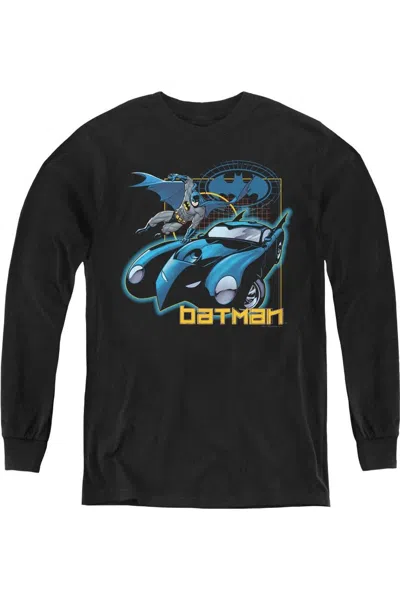 Gildan Kids' Batman Nice Wheels Youth Long Sleeve Tee / T-shirt In Black