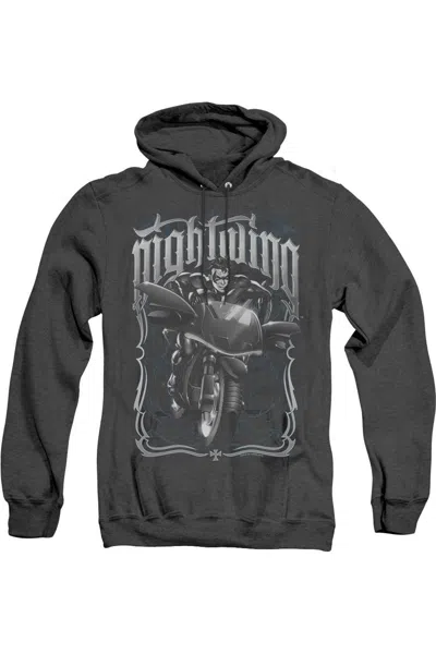 Gildan Batman Nightwing Biker Adult Heather Hoodie / Hooded Sweatshirt In Black