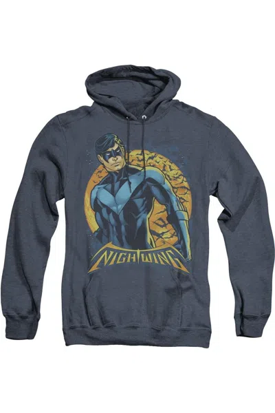 Gildan Batman Nightwing Moon Adult Heather Hoodie / Hooded Sweatshirt In Blue