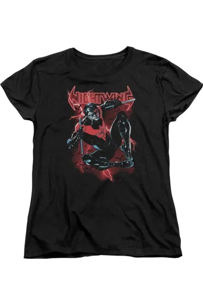 Gildan Batman Nightwing Short Sleeve Womens T-shirt In Black
