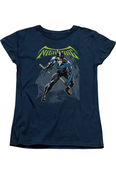 Gildan Batman Nightwing Short Sleeve Womens Tee / T-shirt In Blue