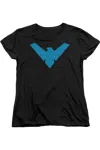 Gildan Batman Nightwing Symbol Short Sleeve Womens Tee / T-shirt In Black