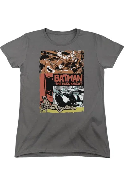 Gildan Batman Old Movie Poster Short Sleeve Womens Tee / T-shirt In Pink