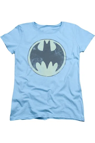 Gildan Batman Old Time Logo Short Sleeve Womens Tee / T-shirt In Blue