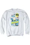 Gildan Batman Out Of The Pages Adult Crewneck Sweatshirt In White