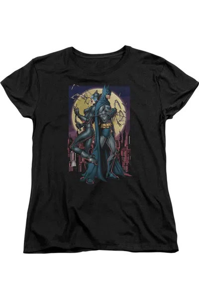 Gildan Batman Paint The Town Red Short Sleeve Womens Tee / T-shirt In Black