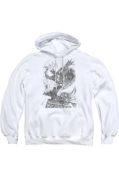 Gildan Batman Pencil Batarang Throw Adult Pull Over Hoodie / Hooded Sweatshirt In White