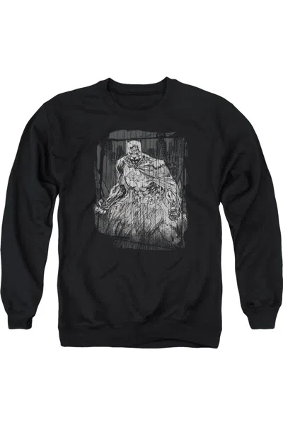 Gildan Batman Pencilled Rain Adult Crewneck Sweatshirt In Black