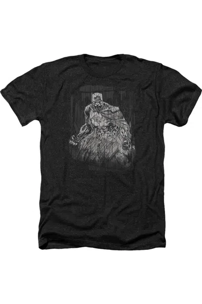 Gildan Batman Pencilled Rain Adult Heather Tee / T-shirt In Black