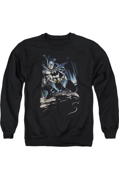 Gildan Batman Perched Adult Crewneck Sweatshirt In Black