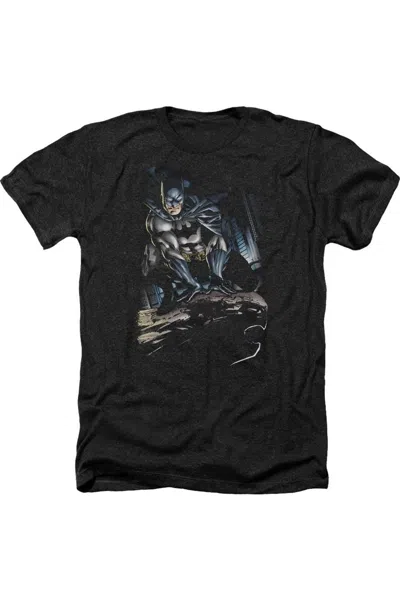 Gildan Batman Perched Adult Heather Tee / T-shirt In Black