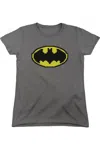Gildan Batman Pixel Symbol Short Sleeve Womens Tee / T-shirt In Pink
