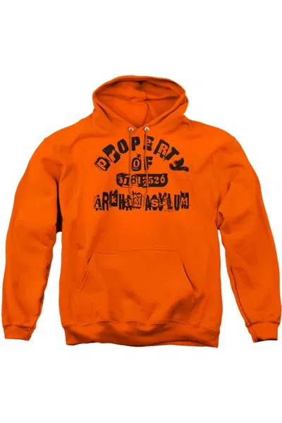 Gildan Batman Property Of Arkham Adult Pull Over Hoodie / Hooded Sweatshirt In Orange