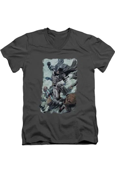 Gildan Batman Punch Short Sleeve Adult V Neck Premium Cotton Tee / T-shirt In Pink