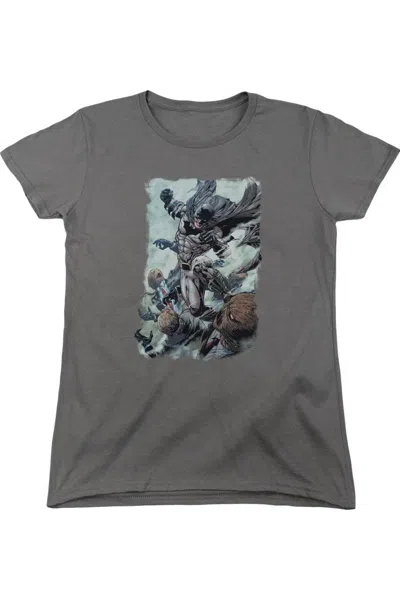 Gildan Batman Punch Short Sleeve Womens Tee / T-shirt In Gray