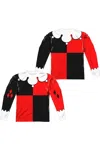 Gildan Batman Quinn Costume (front/back Print) Long Sleeve Adult Poly Crew Tee / T-shirt In White