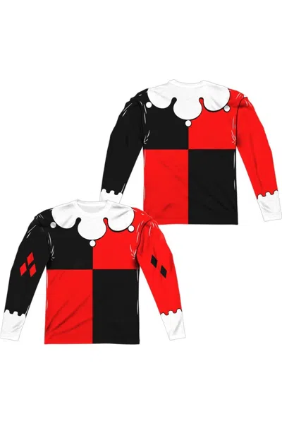 Gildan Batman Quinn Costume (front/back Print) Long Sleeve Adult Poly Crew Tee / T-shirt In Multi