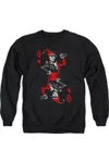 Gildan Batman Quinn Of Diamonds Adult Crewneck Sweatshirt In Black
