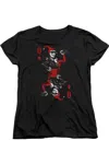 Gildan Batman Quinn Of Diamonds Short Sleeve Womens Tee / T-shirt In Black