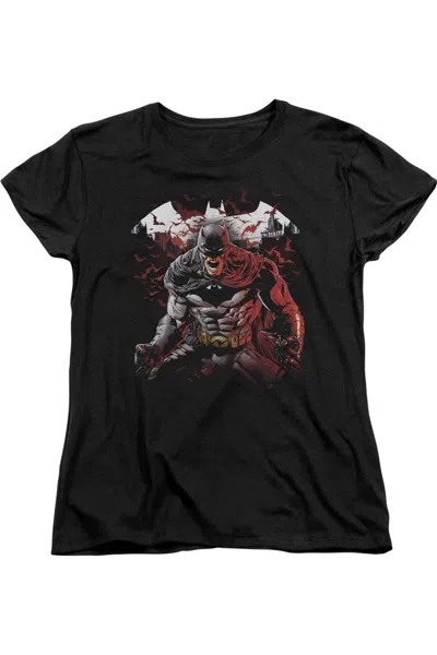 Gildan Batman Raging Bat Short Sleeve Womens Tee / T-shirt In Black