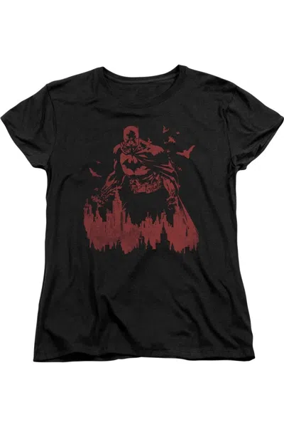 Gildan Batman Red Knight Short Sleeve Womens Tee / T-shirt In Black