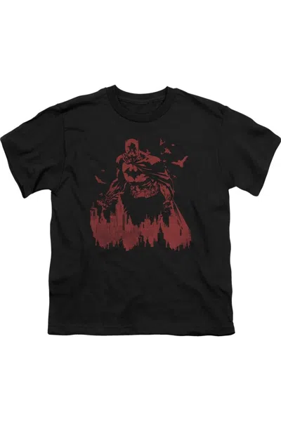 Gildan Kids' Batman Red Knight Short Sleeve Juvenile Tee / T-shirt In Black