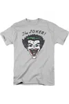 Gildan Batman Retro Joker Short Sleeve Adult Tee / T-shirt In Silver