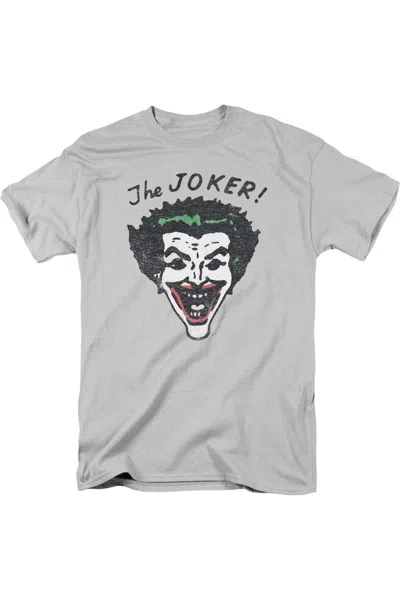 Gildan Batman Retro Joker Short Sleeve Adult Tee / T-shirt In Silver