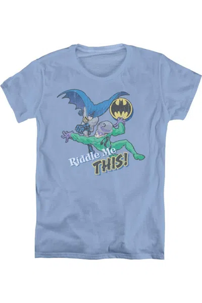 Gildan Batman Riddle Me This Short Sleeve Womens Tee / T-shirt In Blue