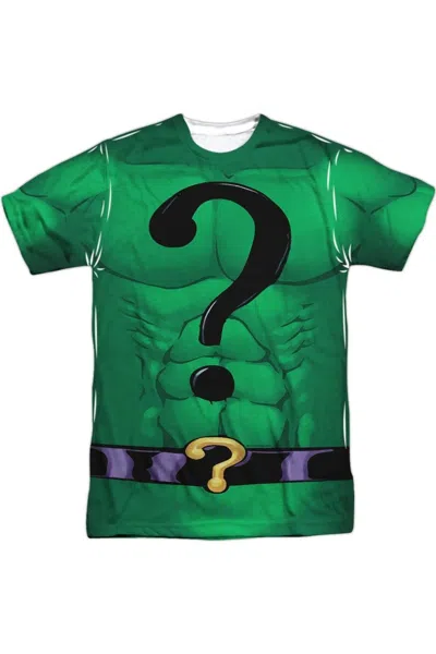 Gildan Batman Riddler Uniform Short Sleeve Adult Poly Crew Tee / T-shirt In White